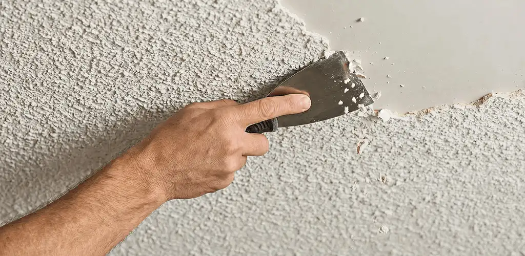 Popcorn ceiling removal scraping off textured ceiling finish in Mobile, AL