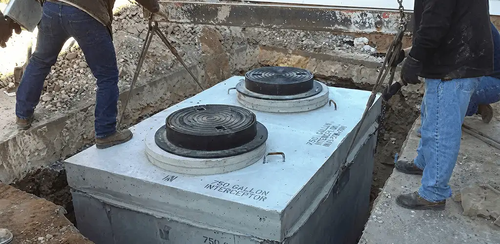 Grease trap installation for a commercial property drainage system in Mobile, AL