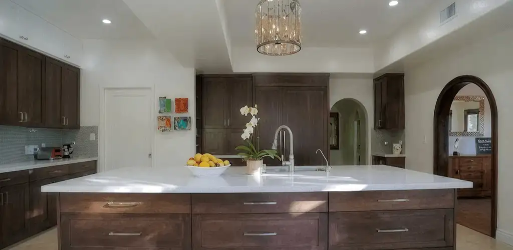 Cabinet refacing project with updated kitchen cabinets and island in Mobile, AL